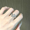Brass with Crystal Rhinestone Cuff Open Rings for Women FS-WGAF432-02-1