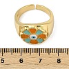 Brass Enamel Cuff Rings for Women RJEW-L113-032G-5