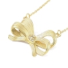 304 Stainless Steel Crystal Rhinestone Cable Chain Bowknot Pendant Necklaces for Women NJEW-C055-08G-1