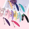 11Pcs 11 Colors Spray Printed Alloy Feather Pendant Bookmarks AJEW-SZ0002-64-6
