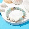Dyed Synthetic Turquoise Turtle and Starfish Beaded Bracelets BJEW-JB10062-02-2