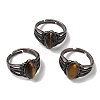 Natural Tiger Eye Horse Eye Adjustable Rings RJEW-K271-05R-13-1