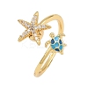Rotatable Brass Micro Pave Cubic Zirconia Open Rings for Women RJEW-K305-02G-4