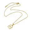Ion Plating(IP) Rectangle with Initial Letter 304 Stainless Steel Pendant Necklace NJEW-R265-04G-W-3
