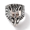 Viking 304 Stainless Steel Wolf Head Wide Finger Rings for Mens RJEW-U005-16A-AS-2