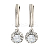 Flat Round Brass Micro Pave Clear Cubic Zirconia Hoop Earrings EJEW-I307-02P-1