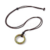 Natural Unakite Ring Pendant Necklace with Nylon Cord for Women NJEW-F306-02G-2