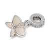 Brass Micro Pave Clear Cubic Zirconia Flower European Dangle Charms KK-C086-03P-01-2