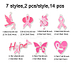 14Pcs 7 Styles Breast Cancer Pink Awareness Ribbon Theme Alloy Enamel Pendants ENAM-FP0002-54-6