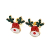 Christmas Alloy Emerald Rhinestone Stud Earrings for Women LS-EJEW-M256-01C-G-1