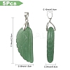 5Pcs 5 Colors Opalite & Synthetic Goldstone & Natural Tiger Eye & Amethyst & Green Aventurine Carved Pendants G-YW0002-41-3