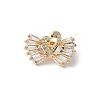 Swan Brass Micro Pave Cubic Zirconia Fold Over Clasps KK-D324-30G-1