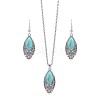 Bohemian Ethnic Style Zinc Alloy & Synthetic Turquoise Pendant Necklaces & Dangle Earrings Sets WG7E01E-10-2