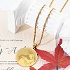 201 Stainless Steel Flat Round with Boy Pendant Box Chain Necklaces for Women Men NJEW-R013-05G-2
