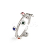 304 Stainless Steel Rhinetsone Open Cuff Rings for Women RJEW-K301-07P-4