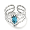 304 Stainless Steel Synthetic Turquoise Cuff Rings G-Z056-03P-04-2