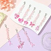 4Pcs October Breast Cancer Pink Awareness Ribbon Alloy Enamel Pendant Decoration HJEW-YW00081-01-4