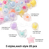 100Pcs 5 Styles Frosted Transparent Acrylic Beads OACR-FP0001-22-6