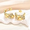 Brass Micro Pave Clear Cubic Zirconia Stud Earrings for Women EJEW-U056-02A-G-2