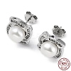 Anti-Tarnish Rhodium Plated 925 Sterling Silver Micro Pave Cubic Zirconia Vortex Stud Earrings for Women EJEW-F318-04P-3