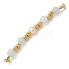 Natural Angelite & Plastic Imitation Pearl Round Beaded Connector Charms/Links STAS-L277-11G-05-1