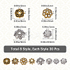 240Pcs 8 Styles Tibetan Style Alloy Flower Bead Caps FIND-SP0001-63-2