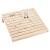10 Rows Rectangle Wood Slant Back Finger Ring Display Stands RDIS-WH0009-012-1