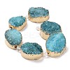 Golden Plated Dyed Oval Natural Drusy Quartz Crystal Beads Strands G-F144-07-2