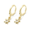 Tortoise Brass Micro Pave Clear Cubic Zirconia Hoop Earrings EJEW-D311-008G-2
