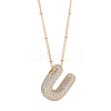 1Pc Brass Micro Pave Cubic Zirconia Letter Pendant Necklaces NJEW-LP0001-43U-G-1