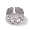 304 Stainless Steel Curb Chains Shape Open Cuff Rings for Women RJEW-G285-54P-2