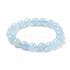 Natural Aquamarine Round Bead Stretch Bracelets for Men Women BJEW-U034-01A-02-4