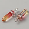 Glass Double Terminal Pointed Pendants G-WH0016-41C-2