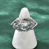 Brass Pave Cubic Zirconia Adjustable Open Cuff Rings for Women RJEW-R032-01P-1