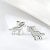 Non-Tarnish Wolf 304 Stainless Steel Stud Earrings for Women EJEW-Z017-13P-4