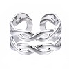 Non-Tarnish 304 Stainless Steel Twist Wrap Open Cuff Ring RJEW-T023-06P-1
