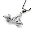 Non-Tarnish 304 Stainless Steel Dumbbell Pendant Necklaces NJEW-Z023-01P-2