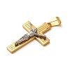 304 Stainless Steel Religion Jesus Cross Pendants STAS-F323-07PG-2