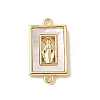 Brass Pave Natural White Shell Religion Connector Charms KK-S522-04A-G-1