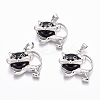 Natural Dyed & Heated Black Agate Kitten Pendants G-J386-C05-1