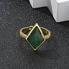 Rhombus Natural Green Aventurine Finger Rings RJEW-B113-01G-03-3