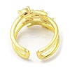 Real 18K Gold Plated Brass Micro Pave Clear Cubic Zirconia Open Cuff Rings LS-RJEW-G303-01C-G-3