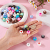  50Pcs 10 Colors Round with Star Food Grade Eco-Friendly Silicone Beads SIL-TA0001-47-5
