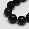 Faceted Round Grade A Black Stone Beads Strands G-N0137-04-10mm-1