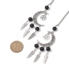 Moon with Feather Alloy Pendant Decorations HJEW-JM02298-01-3