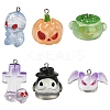 6Pcs 6 Styles Halloween Transparent Resin Pendants CRES-YW0002-61-1