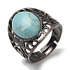 Synthetic Turquoise Oval Adjustable Rings RJEW-K271-06R-24-2