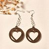 304 Stainless Steel Wood Hollow Heart Dangle Earrings EJEW-M074-03P-4