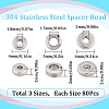 240Pcs 3 Styles 304 Stainless Steel Spacer Beads STAS-SC0006-72-2