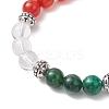 Natural Fuchsite & Carnelian & Quartz Crystal Round Beaded Stretch Bracelets for Men Women BJEW-TA00661-4